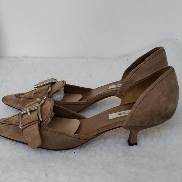 Prada D'Orsay suede kitten heel buckle pumps - Picture 4 of 6